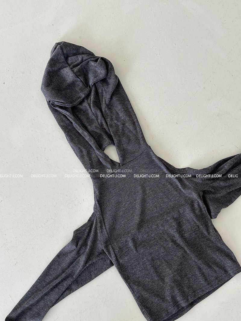 Hooded Shoulder Slit Backless T-shirt