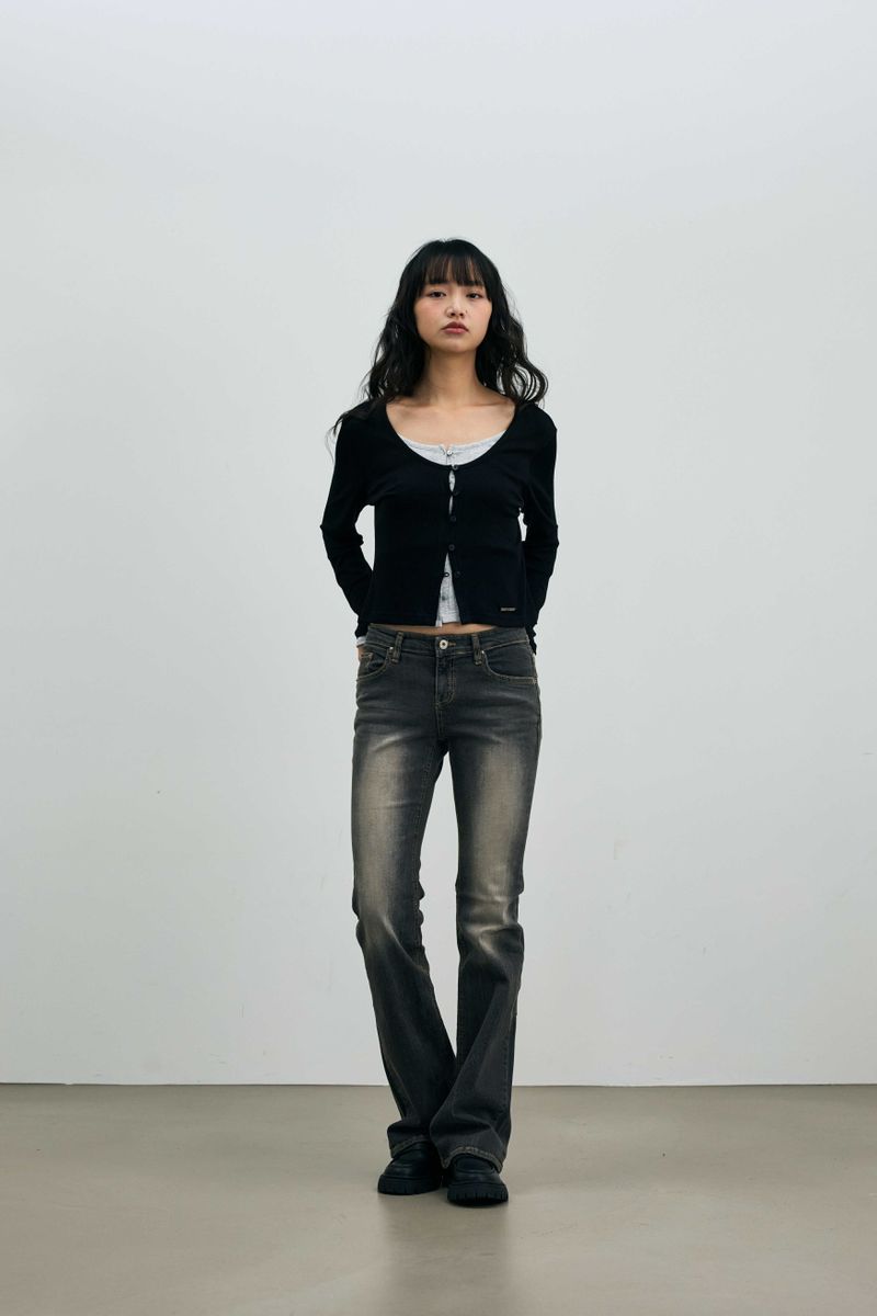 LYLA LAYERED CARDIGAN / BLACK-MELANGE
