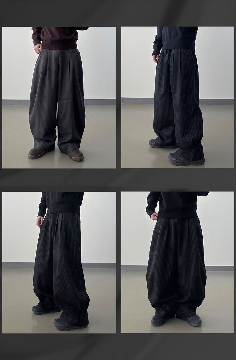 JIIGEUM（ジグム）の「レンティックサイドピンタックストライプスラックス（パンツ）」