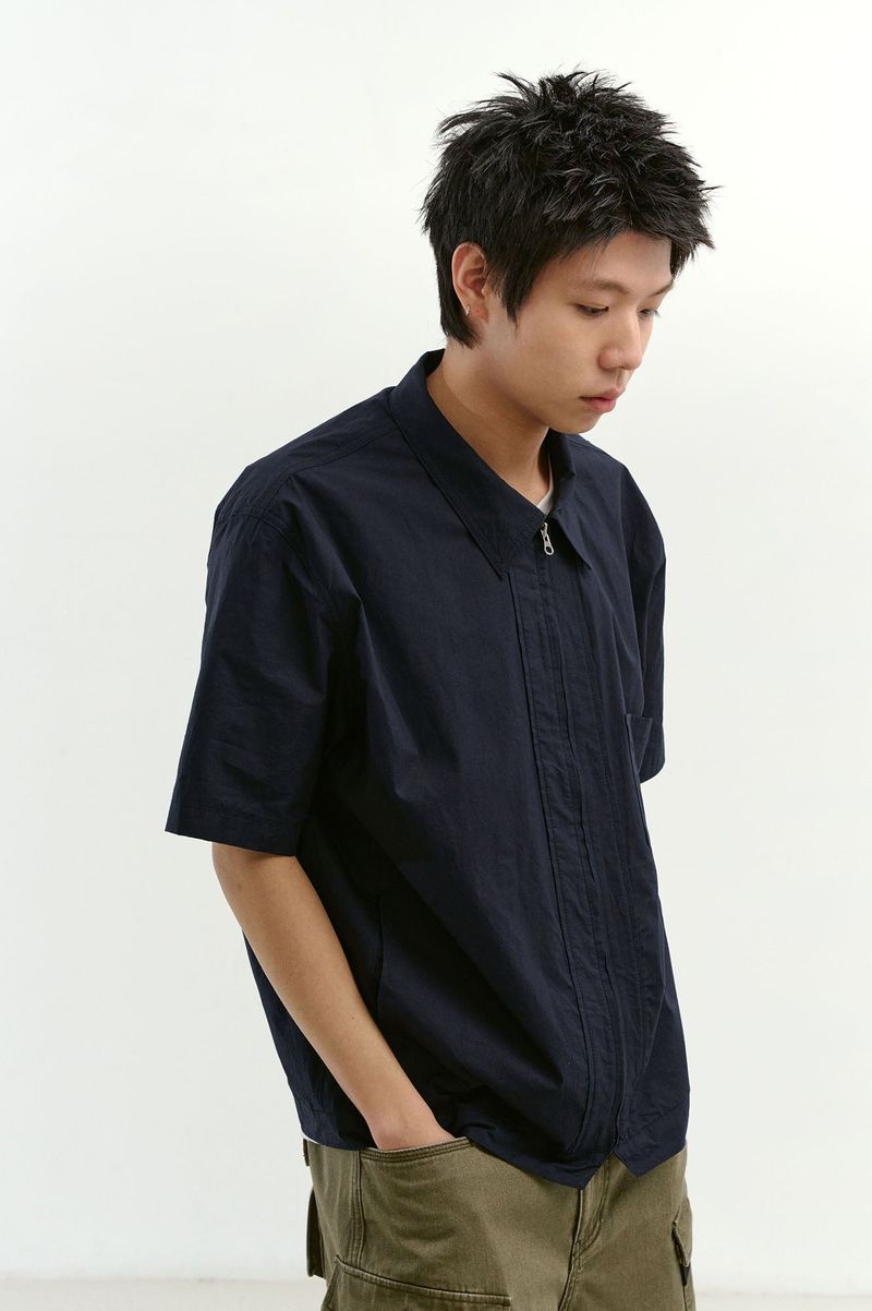Field Panel Paper Half Shacket (Navy)