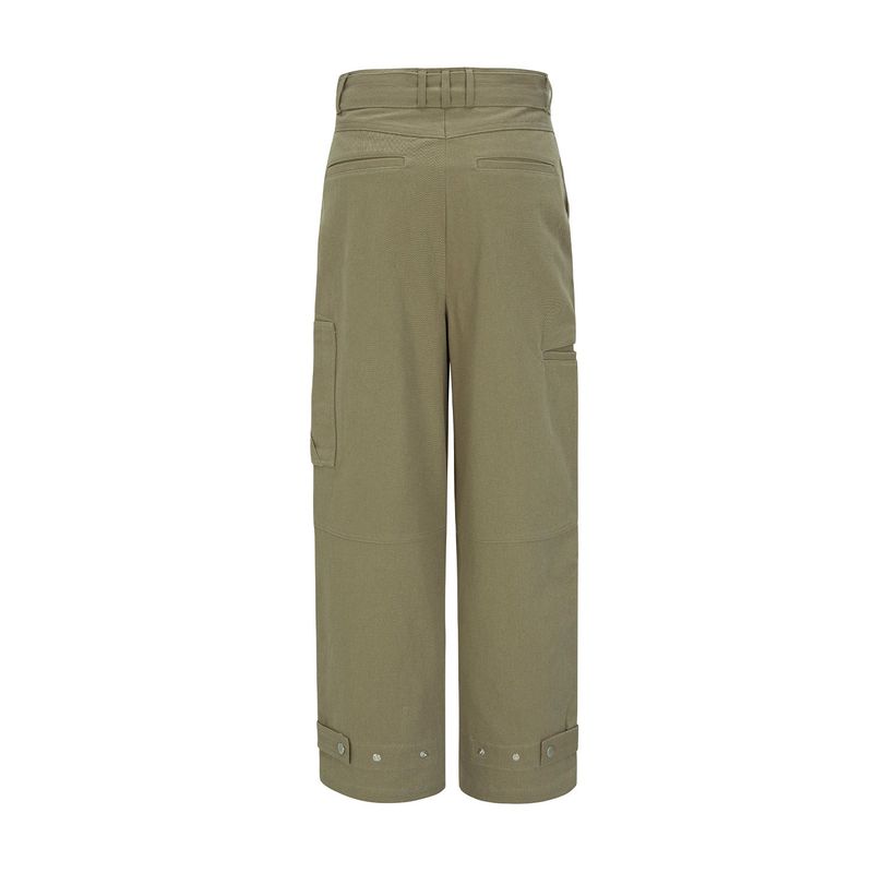 Belted Carpenter Cotton Pants (Khaki)