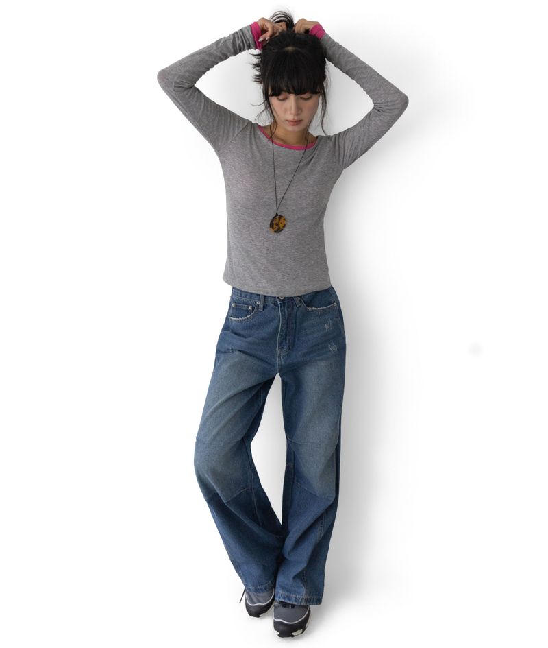 Duo U-Neck Long Sleeve T-Shirt