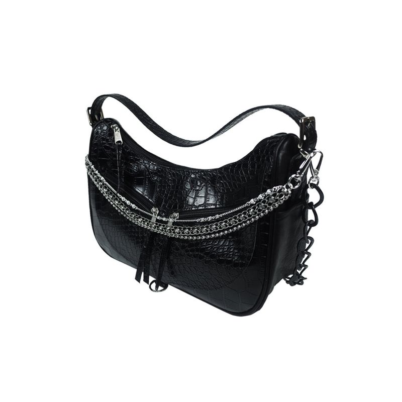 IUGAMAKARAS（イウガマカラス）の「Triple Chained Alligator Leather Bag (glossy)（Bags）」
