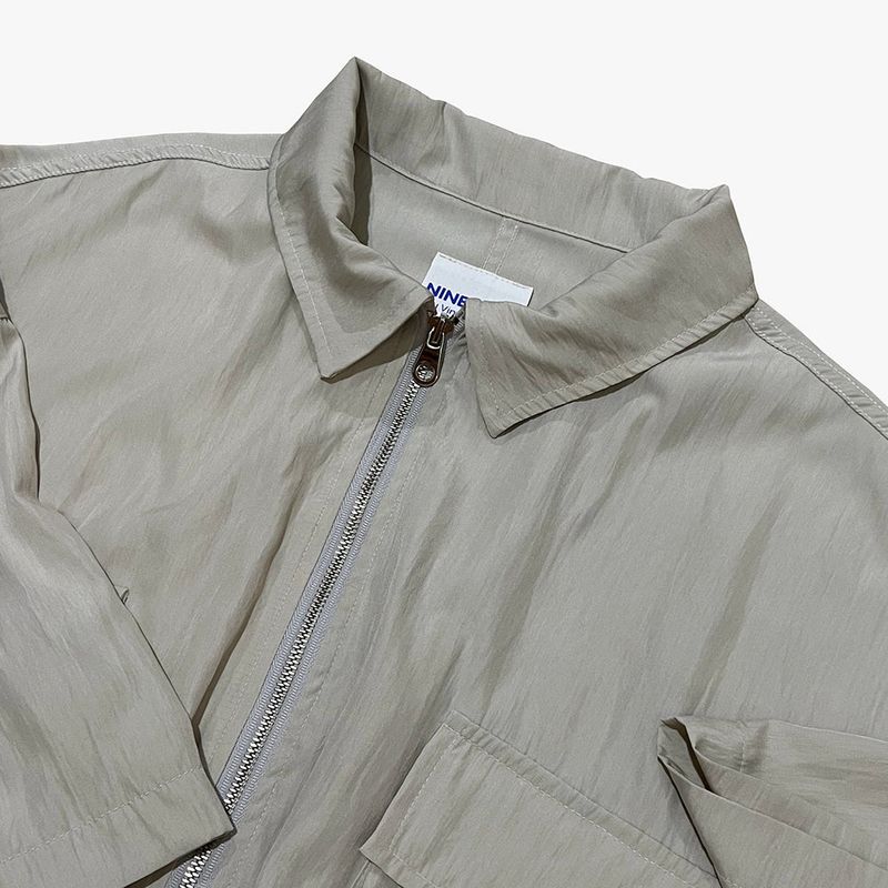 street shape shortsleeve zipup_beige