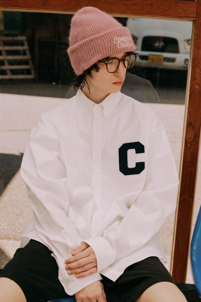 Cワッペン ロングスリーブ オックスフォードシャツ・ホワイト［ユニセックス］ / C Patch Unisex White Oxford Shirt