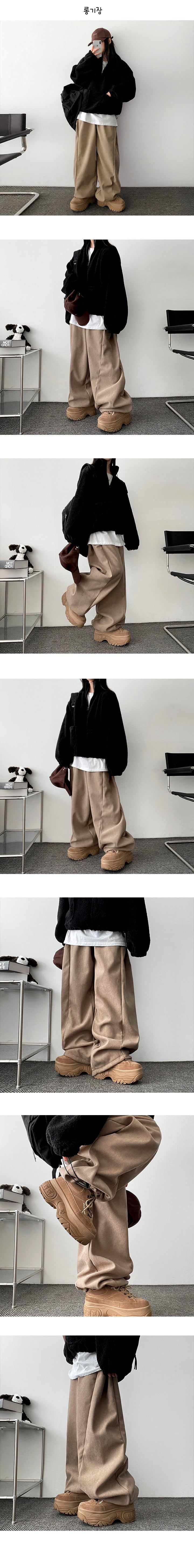 Poriside pin tuck napping corduroy wide pants [Long & short 2 short lengths!]