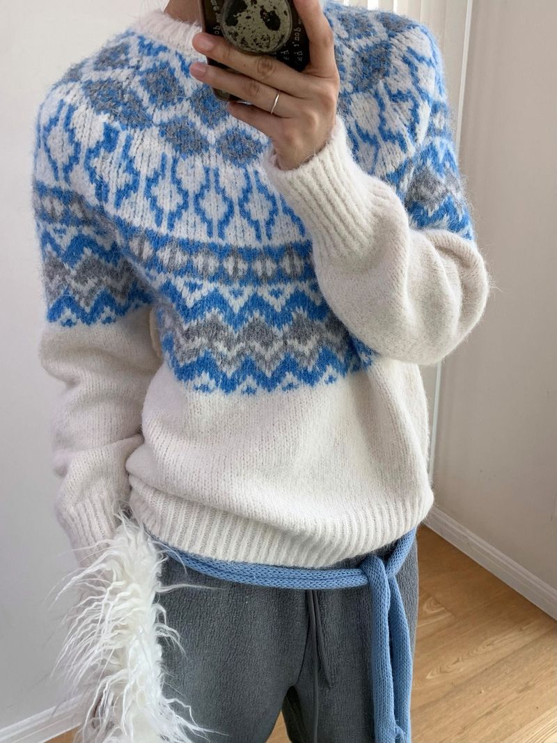 Irish Round Loose Fit Long Sleeve Knitwear