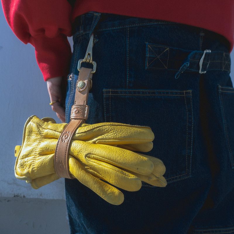 Glove holder leather key ring / Vegetable natural