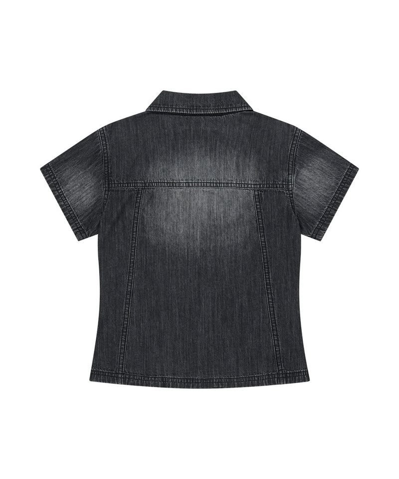 DENIM STUD HALF SHIRT