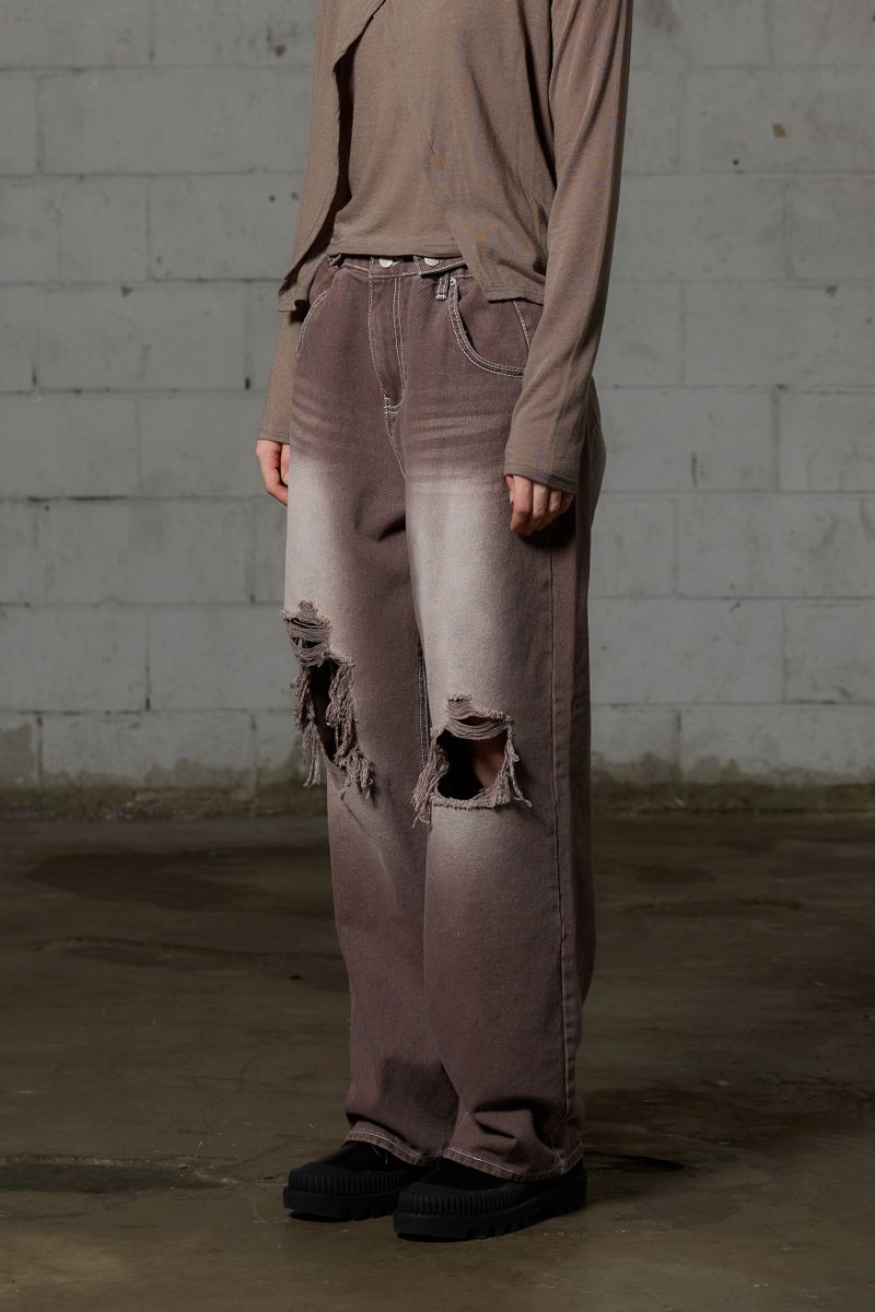 LOTUS DENIM PANTS / DARK BROWN