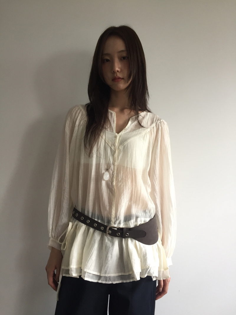 Pane see-through blouse (2color)