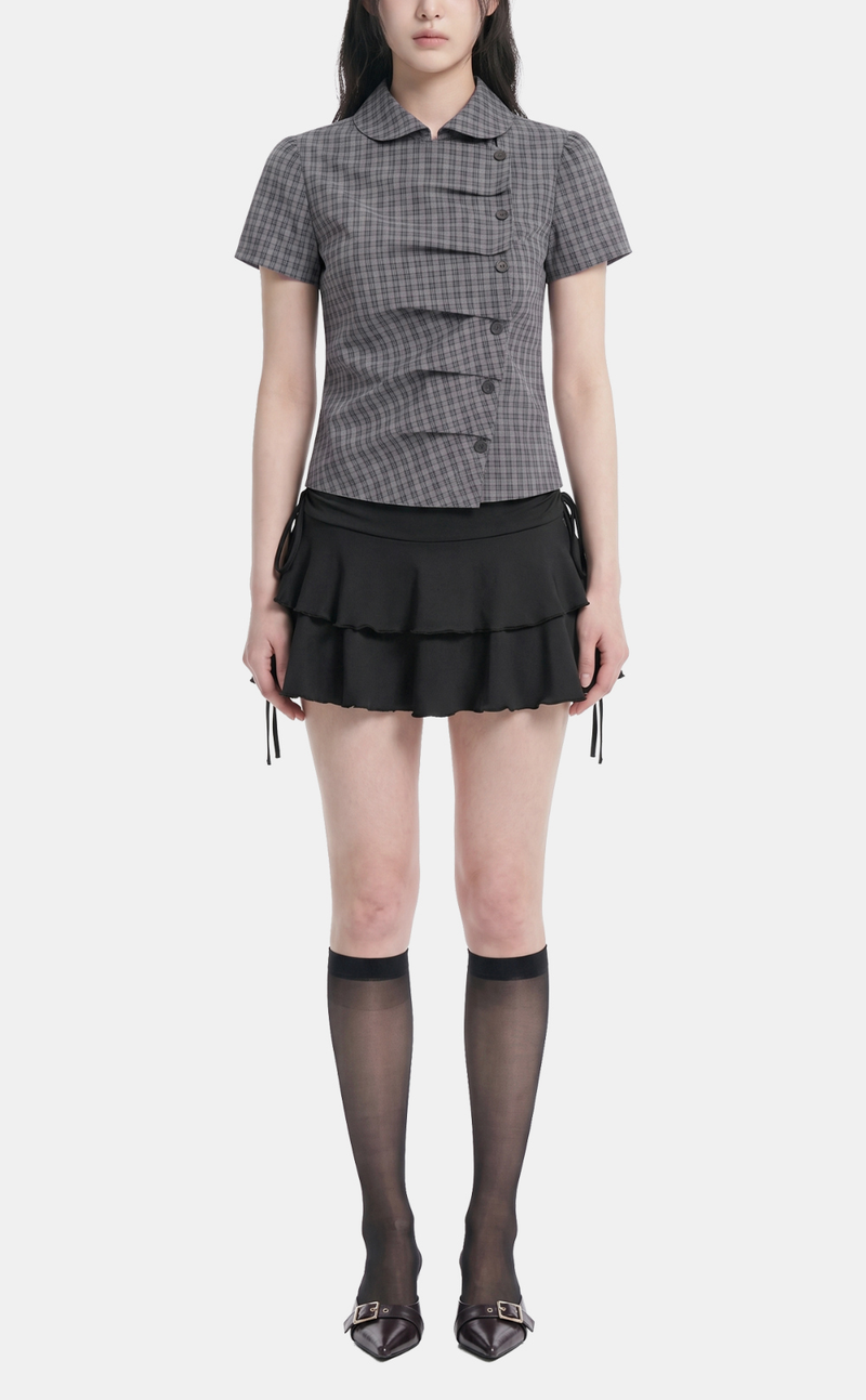 Orla Shirring Check Blouse