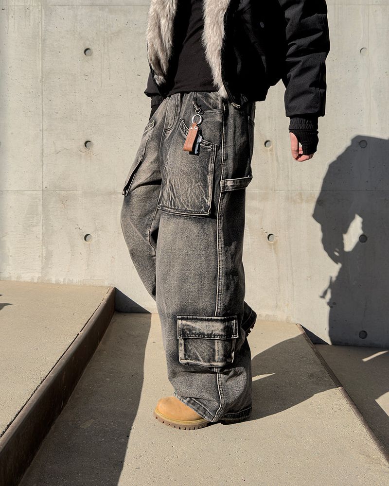 Morik Utility Pocket Wide Denim Pants
