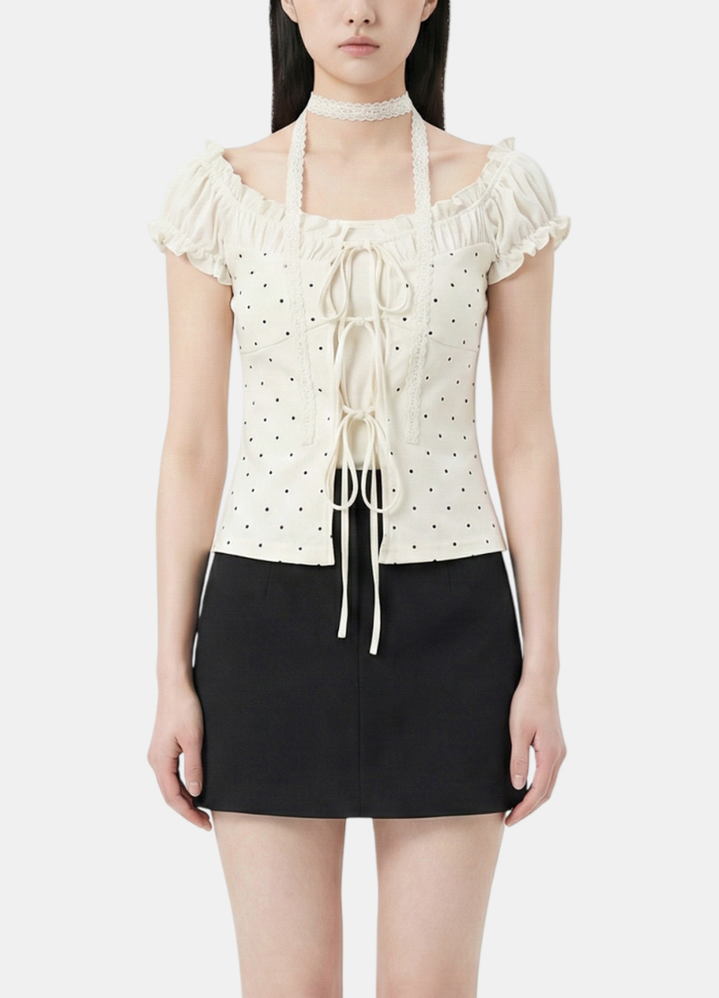 Elin Dot Frill Corset Blouse