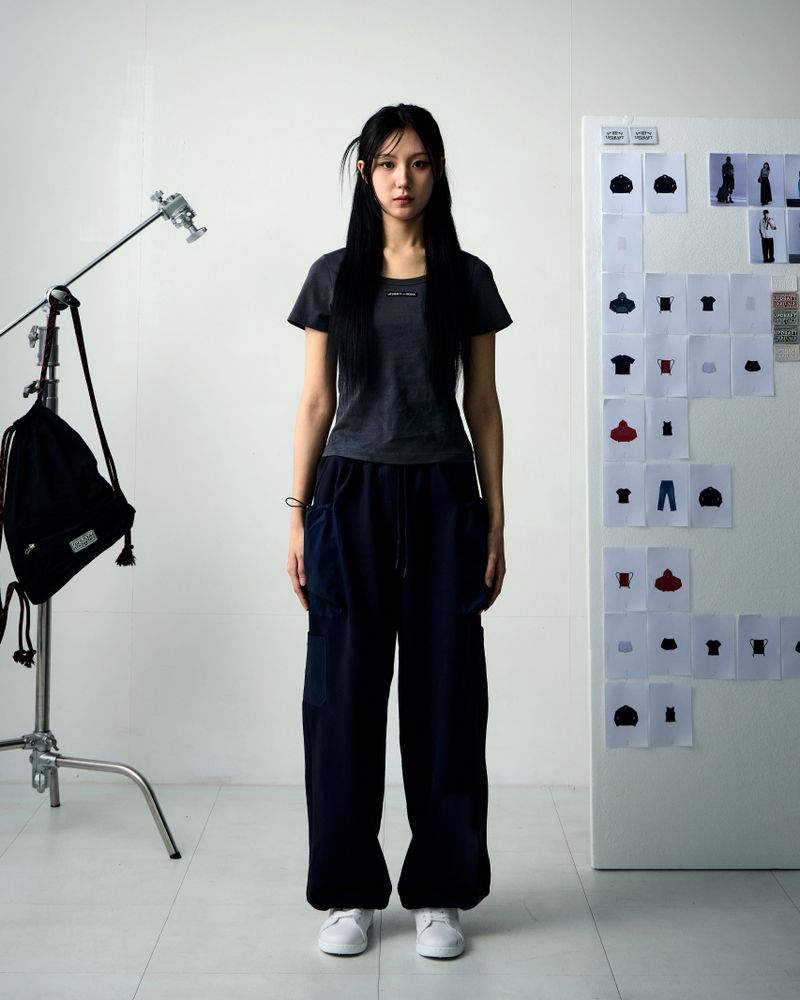 [UPDRAFT]PATCH POCKET COTTON SWEAT PANTS NAVY for women