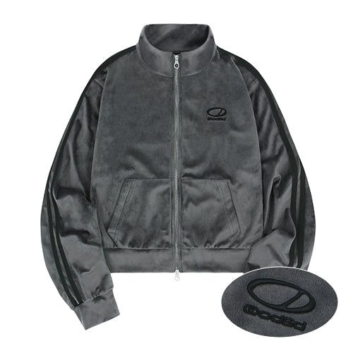 Velour Sporty Track Crop Zip-Up