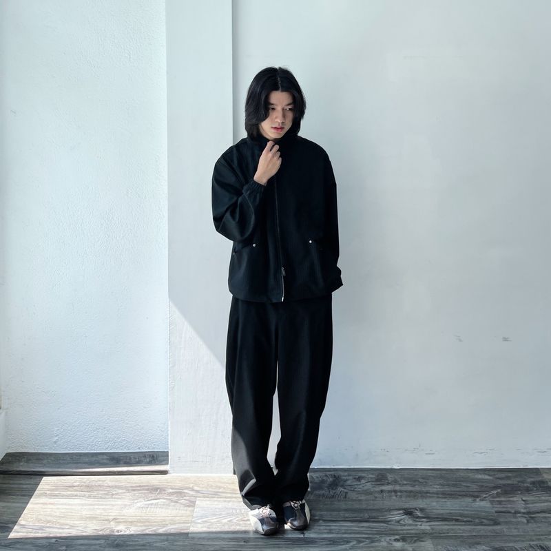 Draped Pinstripe Relaxed Trousers