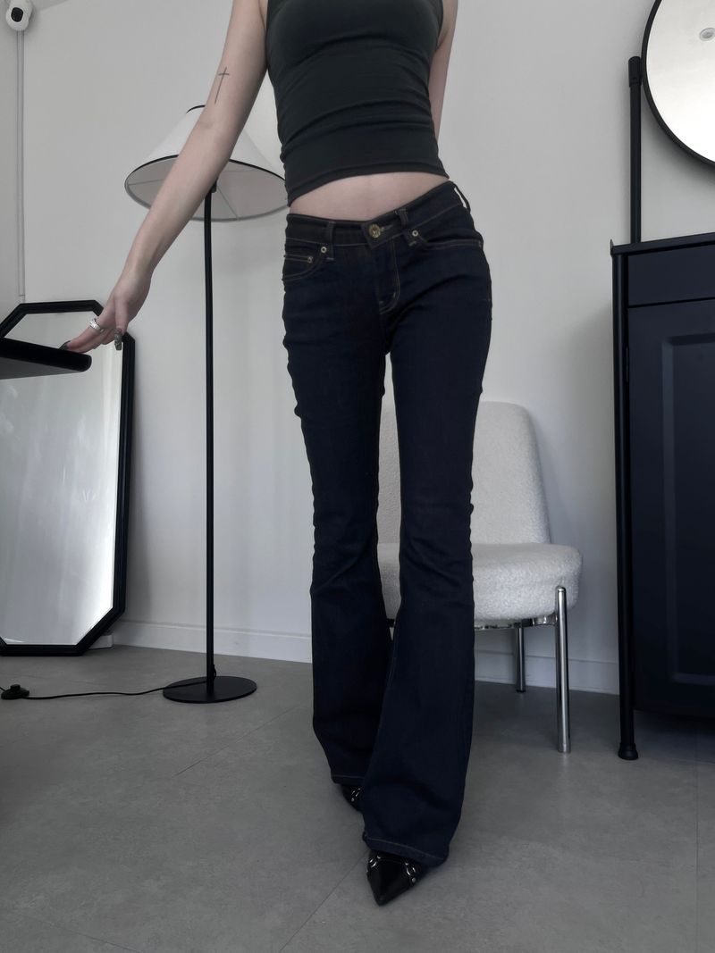 non-faded low-rise bootcut denim
