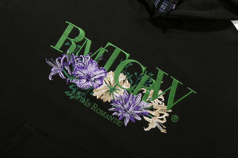 RECENT LOGO FLOWER HOODIE_BLACK