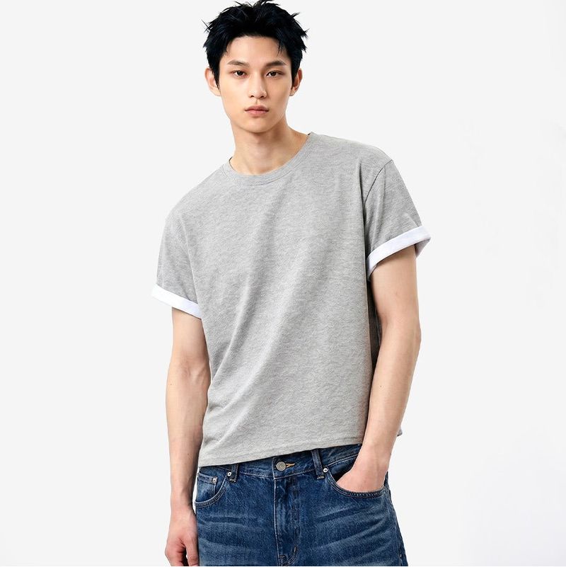 UNDEROFF(アンダーオフ)の「Rolled-Sleeve Cropped Short-Sleeve T-Shirt Melange(Tops)」