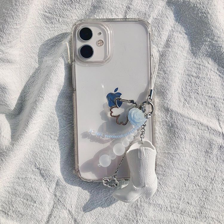 Cloudy White Boots Pendant Keyring Charm