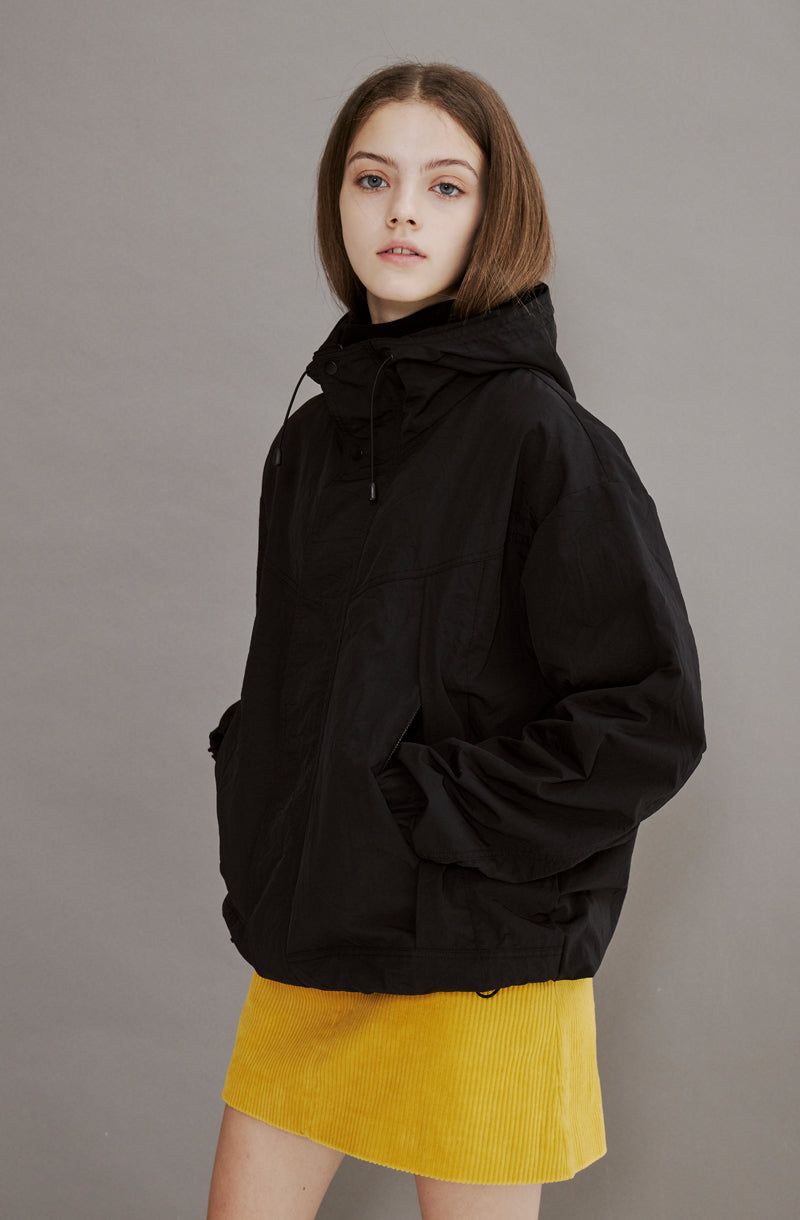 RIPSTOP 2WAY ZIP-UP JACKET [BLACK]