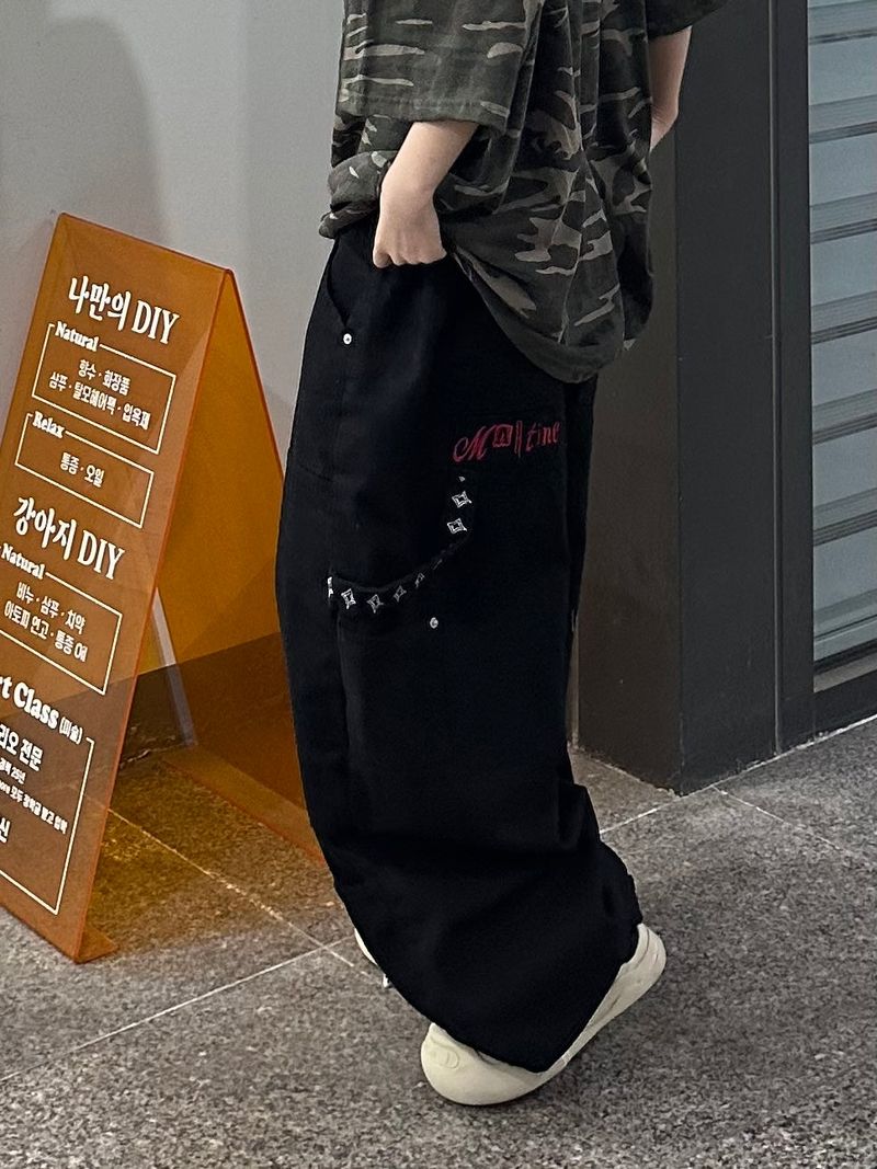 martin embroidered double-knee pants