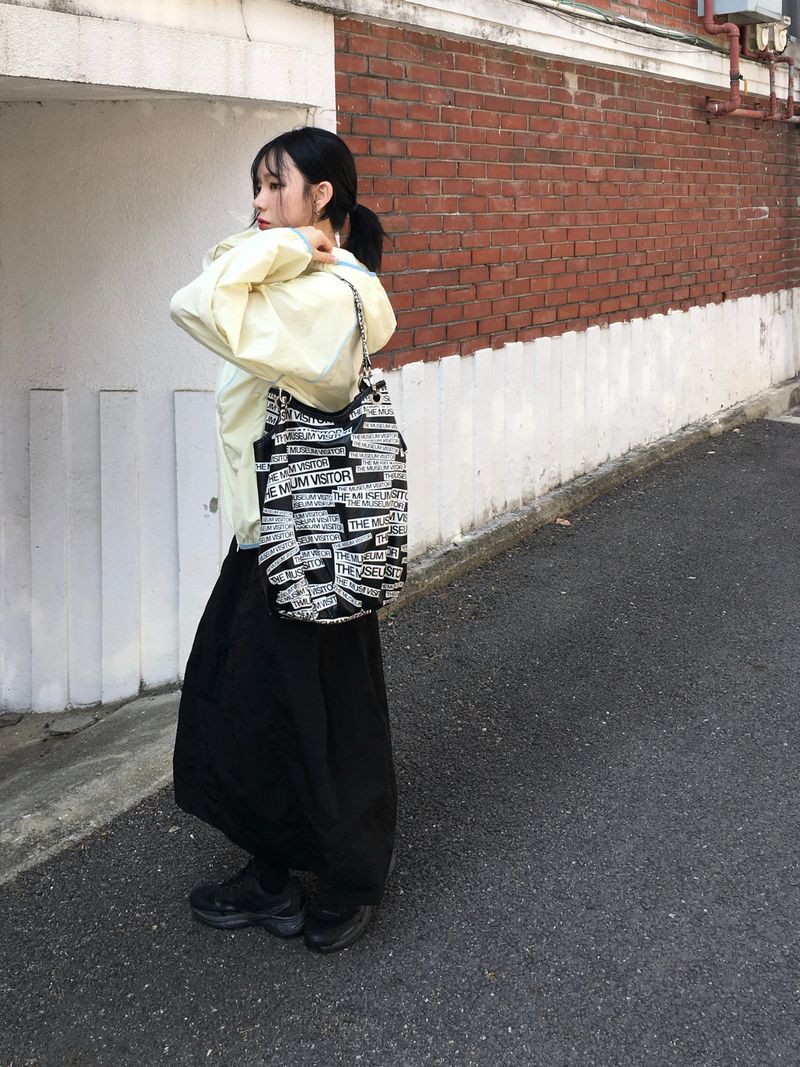 Windy Nylon Banding Long Skirt (3c)