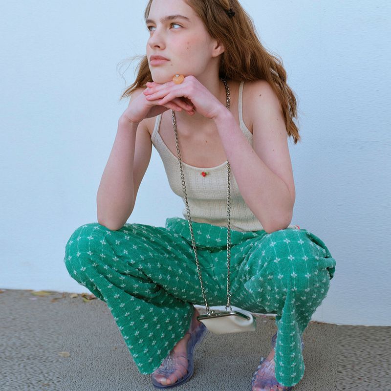 JACQUARD BANDING PANTS, GREEN