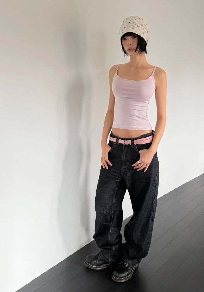 DART CURVED DENIM PANTS