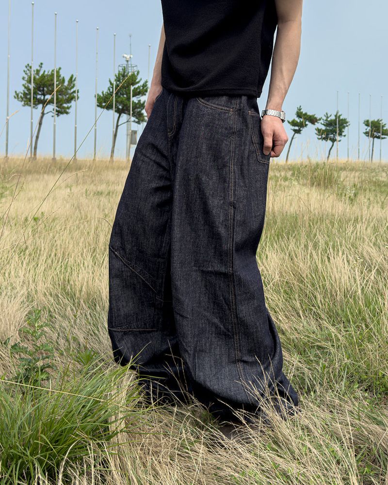 Evan Linen Curved Denim Pants
