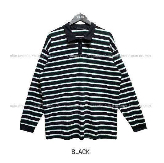 Twoin Stripe Rugby Collar Sweatshirt