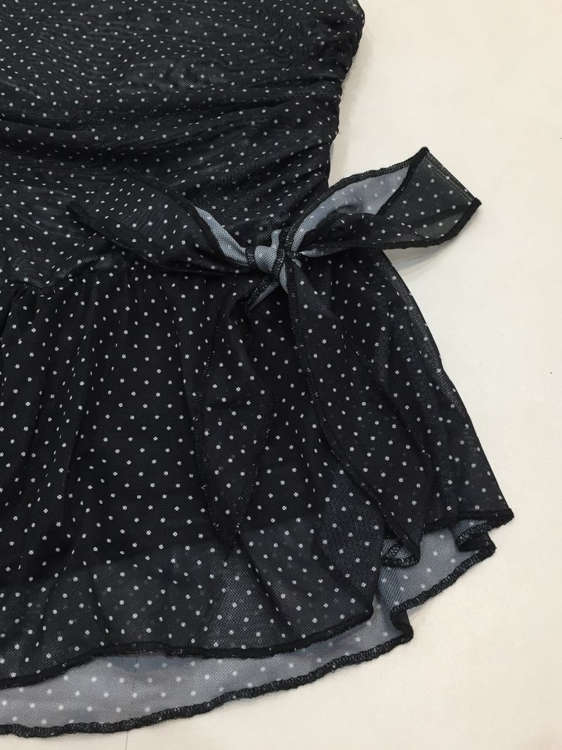 Dot Ribbon Strap Skirt (Black