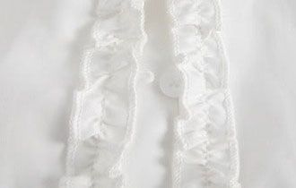 White V-neck Frill Style Long-Sleeved Shirt