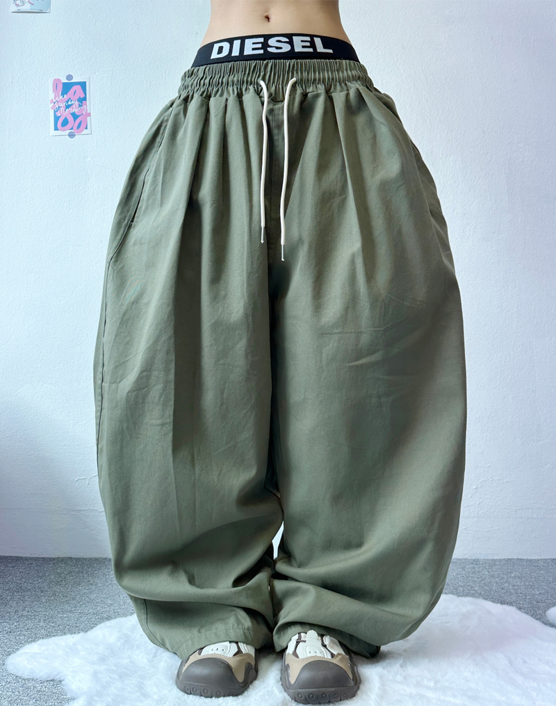 BASIC LINE BALLOON COTTON PANTS💛🤍🖤🤎💚 - 5 COLORS