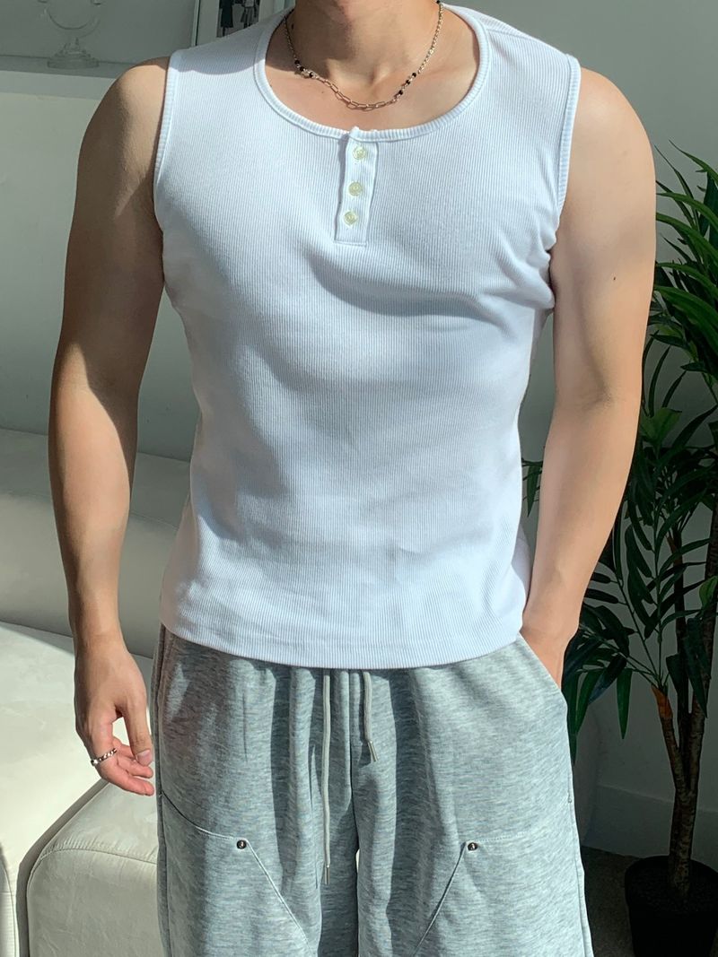 Mensfloor(メンズフロア)の「Ribbed henley neck tank top(Tops)」
