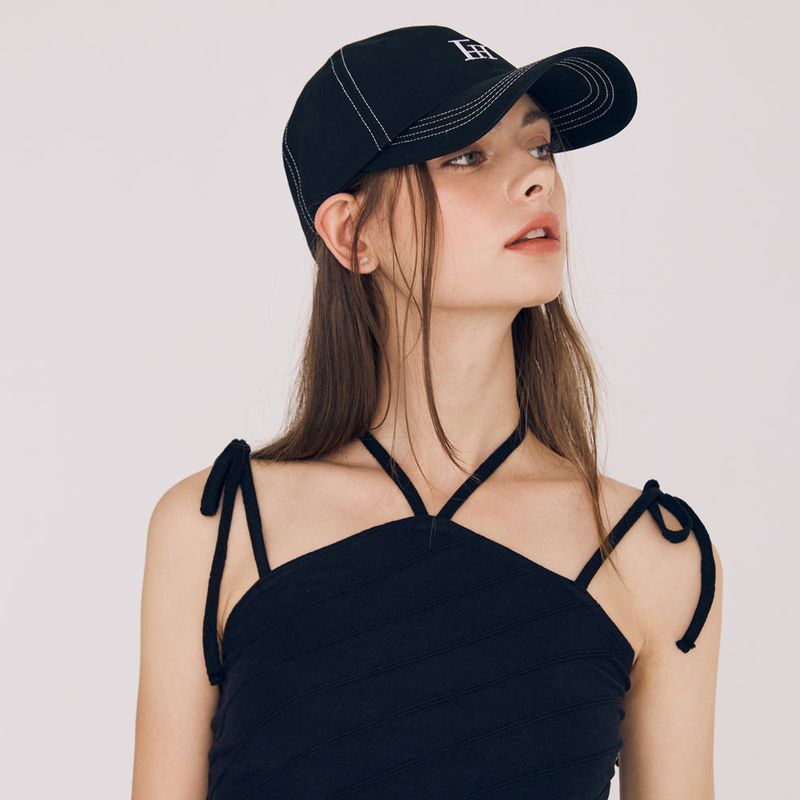 SIGNATURE LOGO STITCH BALL CAP (BLACK)