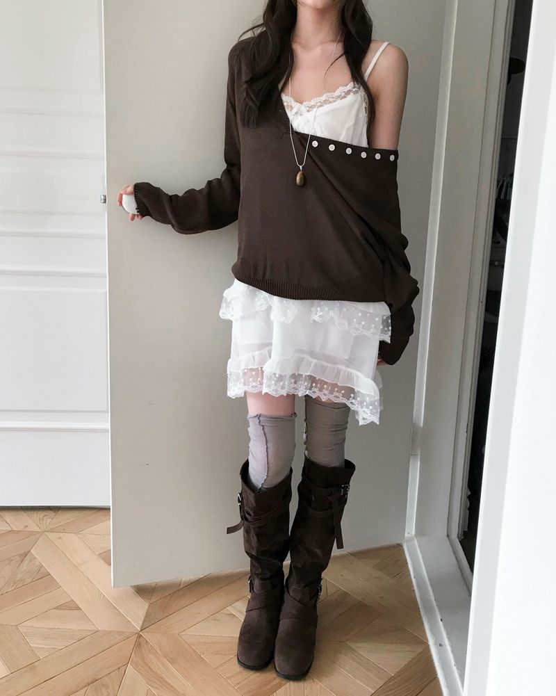 press matte buckle suede long boots (2.5cm)