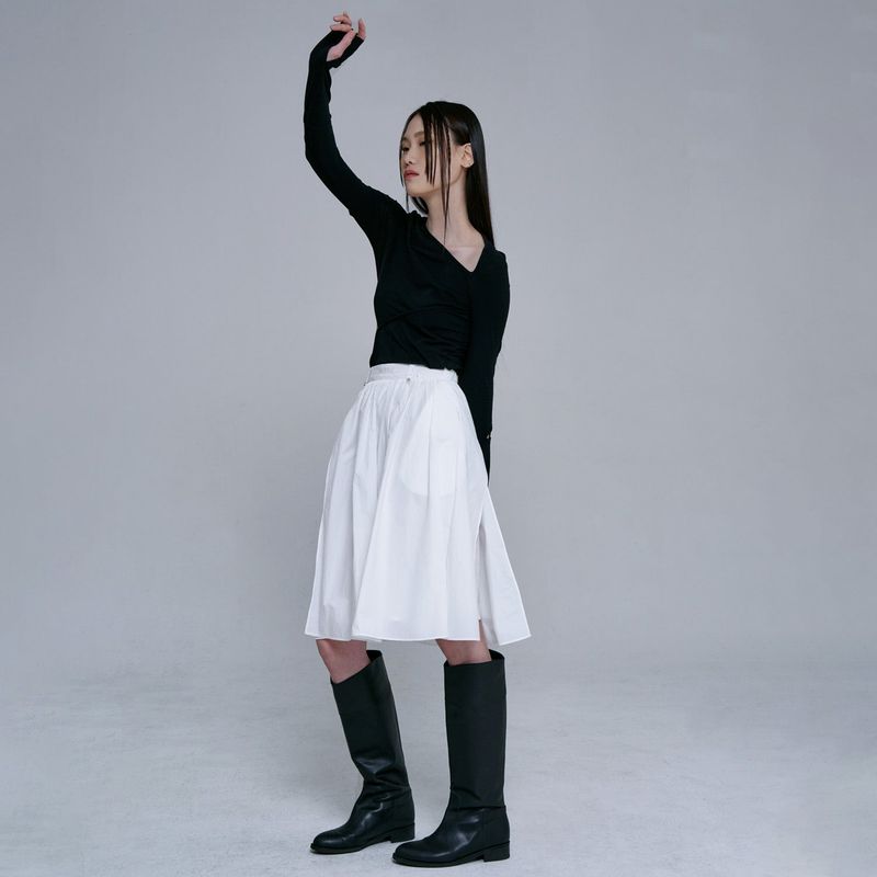 SLIT MIDI SKIRT(WHITE)
