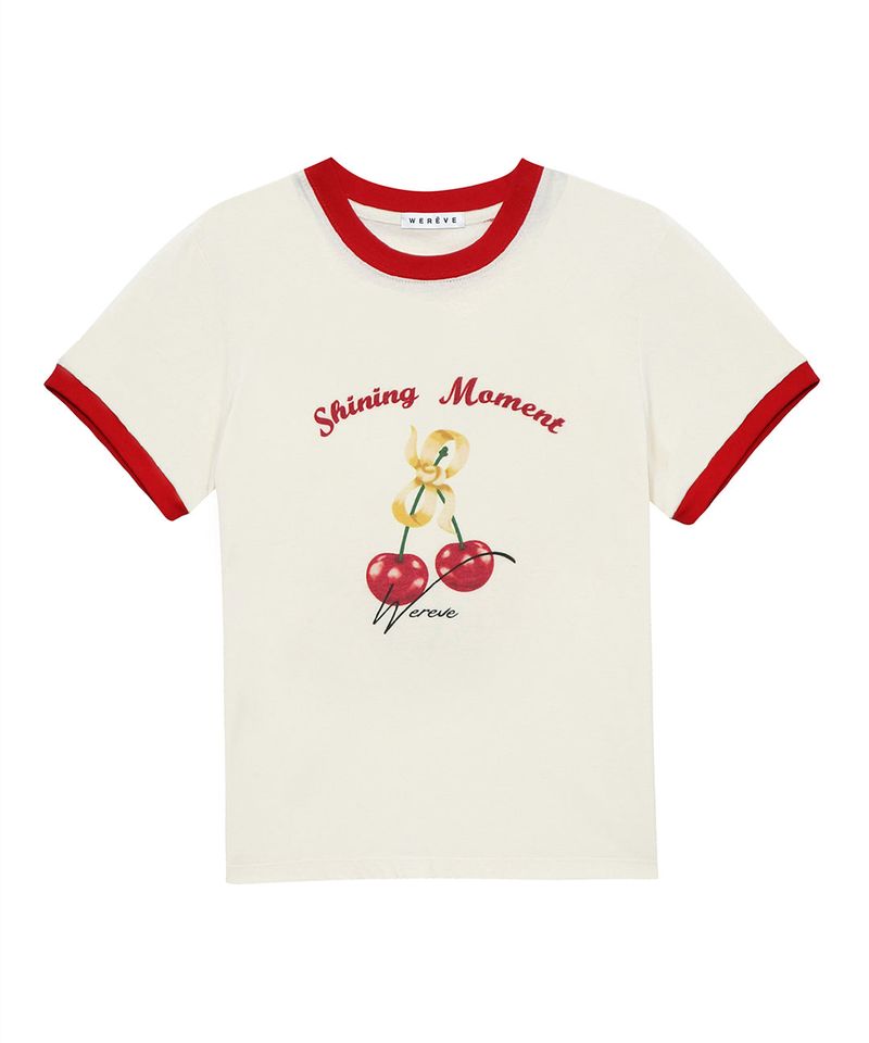 WEREVE（ウィレブ）の「Cherry ringer t-shirt_cream/red（Tops）」