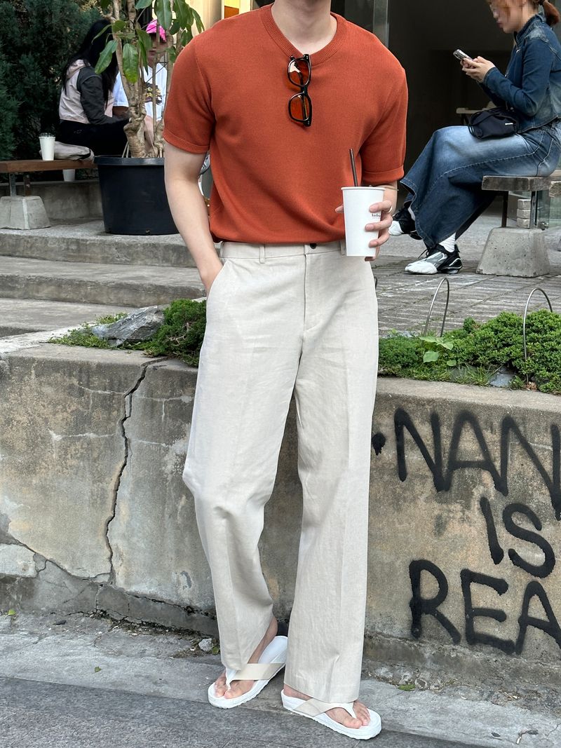 Summer linen ice back banding slacks (3 colors)