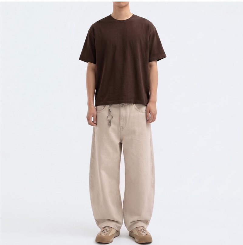 Men's Cotton Short Sleeve Crop Tee Brown