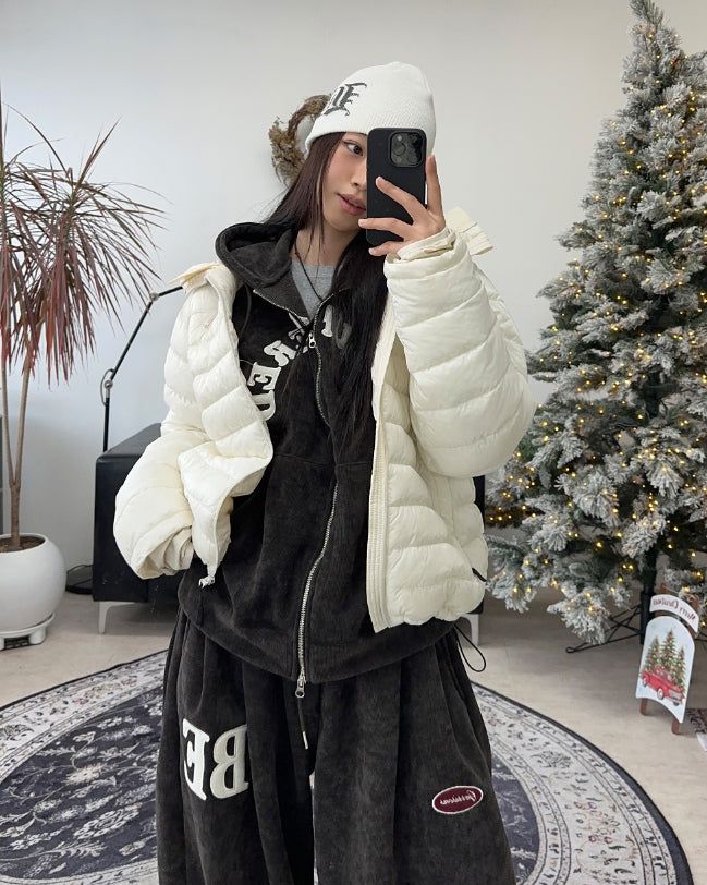 Ruth Velour Patch Hooded Zip-Up