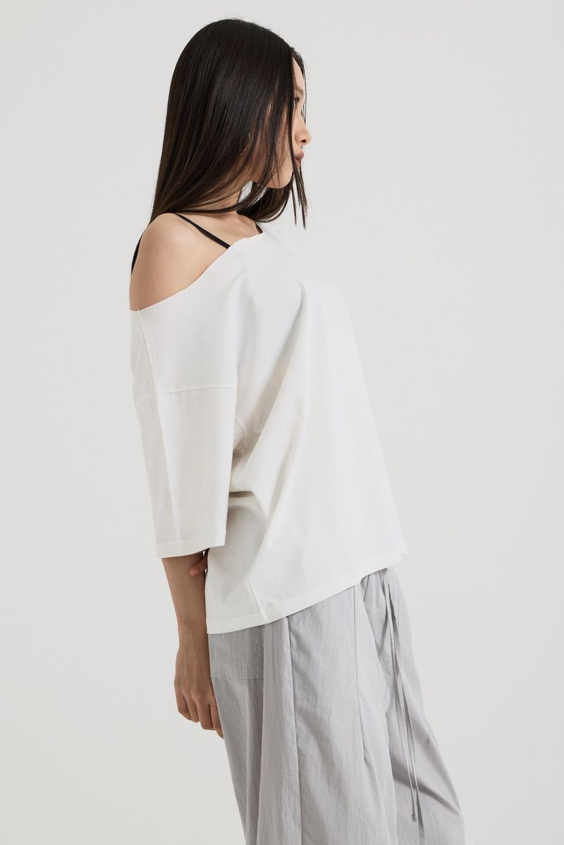 One shoulder t-shirt, White