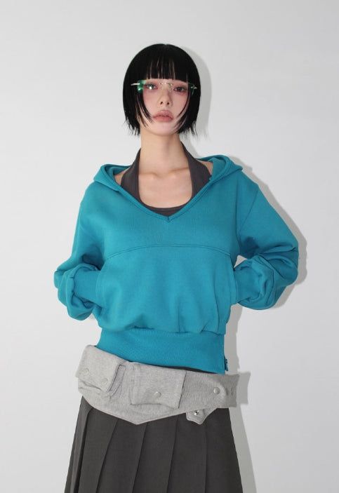 [SET] BUTTON V-HOODIE & HALTER