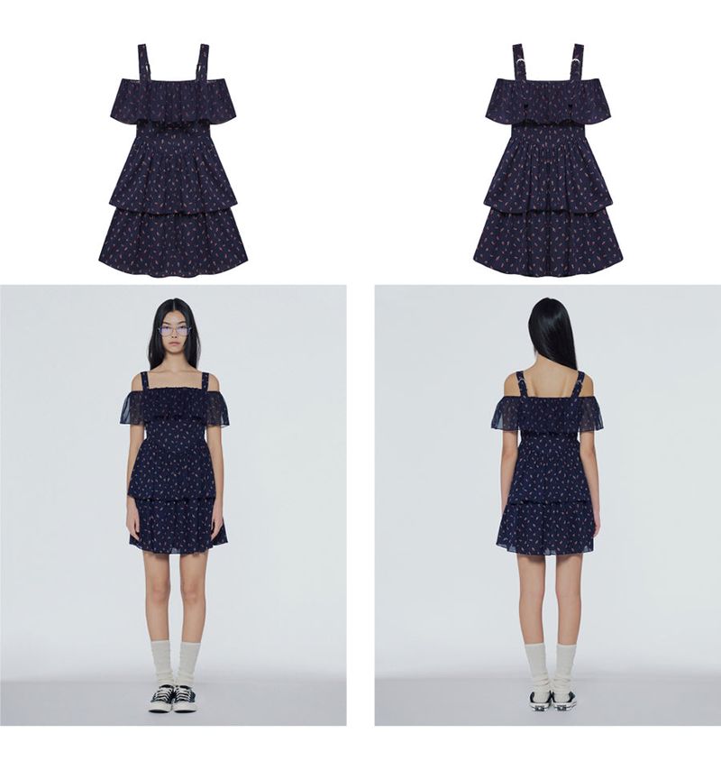 Off-the-shoulder tiered mini dress