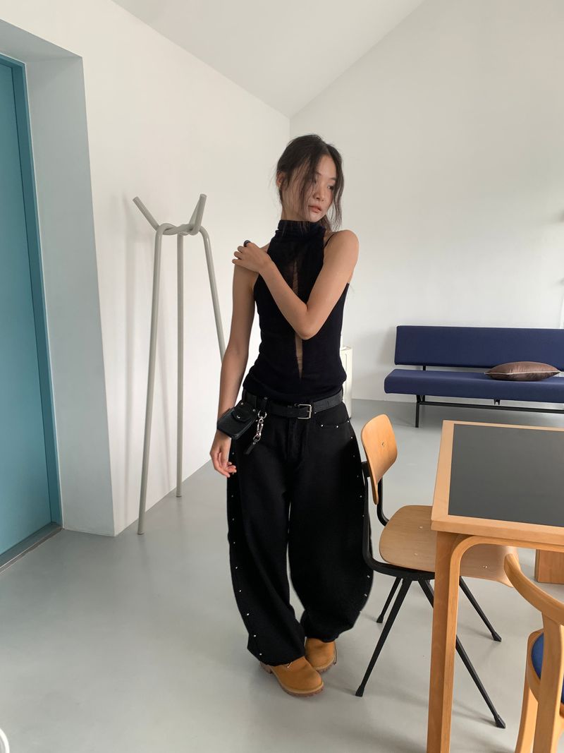 SEE-THROUGH HALTER SLEEVELESS (4C)
