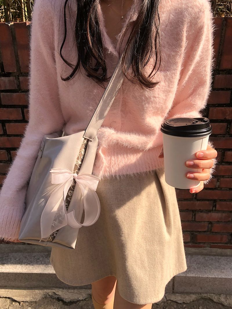 Pillow ribbon bag_warm grey