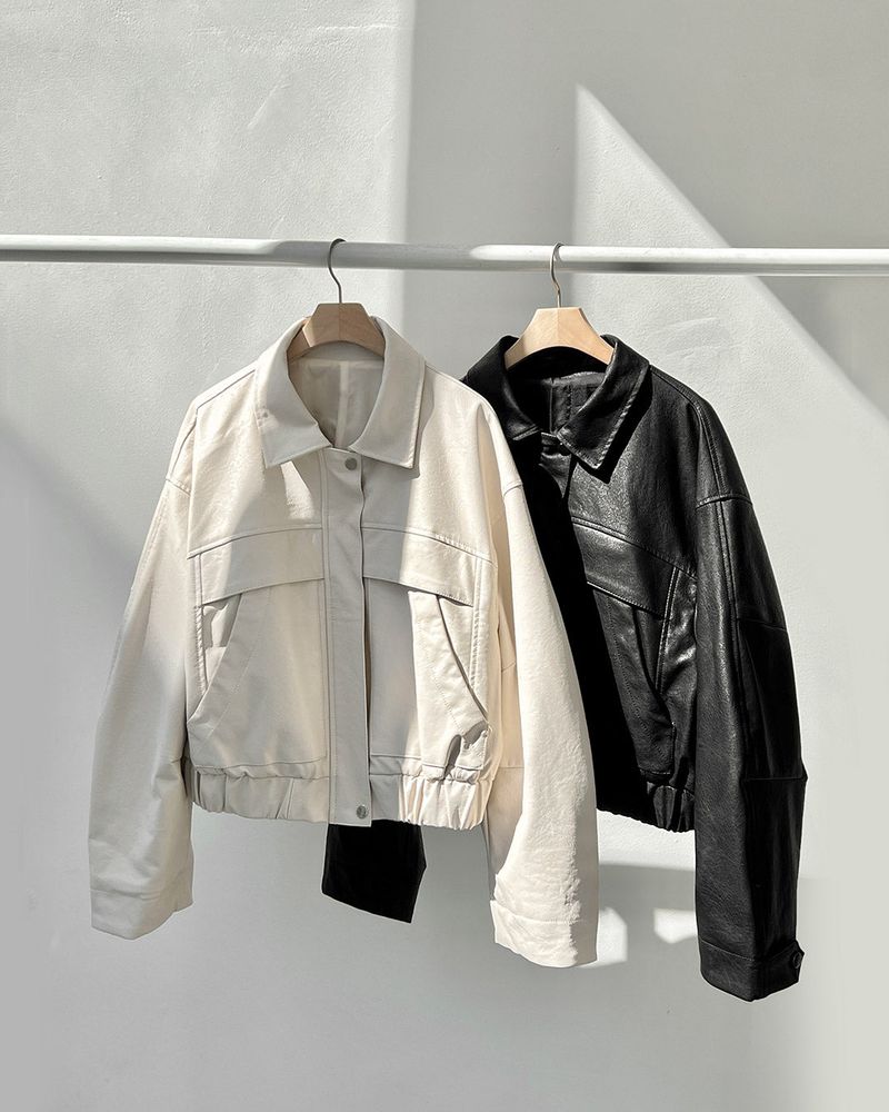 Overfit faux leather jumper