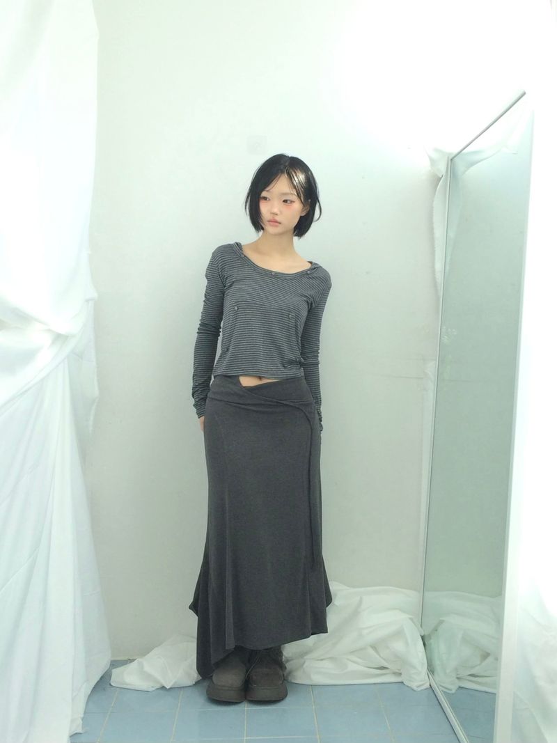 double-strap draped long dress